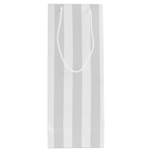 Lichtgrijze en witte snoepjes strepen wijn cadeautas (Achterkant)