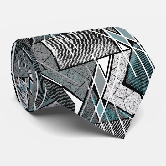 Lichtgrijze geometrische afdruk stropdas (Opgerold)