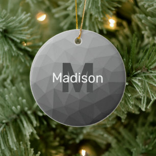 Lichtgrijze geometrische mesh-monogram met verloop keramisch ornament