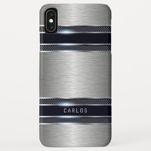 Lichtgrijze geometrische metalen achtergrond Case-Mate iPhone case (Achterkant)