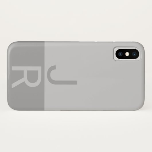 Lichtgrijze & Grijze Moderne Initialen Monogram Case-Mate iPhone Case (Achterkant (horizontaal))