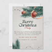 Lichtgrijze & groene kerstfeest uitnodiging (Voorkant)