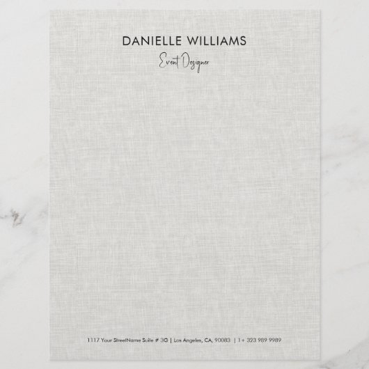Lichtgrijze linnen textuur Event Designer Briefhoofd (Voorkant)