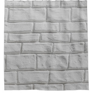 Lichtgrijze of witte bakstenen wand douchegordijn