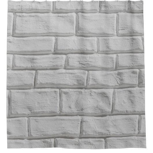 Lichtgrijze of witte bakstenen wand douchegordijn (Voorkant)