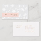 Lichtgrijze perzik bloemmotief ontwerper visitekaartje (Voorkant / Achterkant)