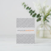 Lichtgrijze Retro Chevron Patroon Linnen Textuur 3 Visitekaartje (Staand voorkant)