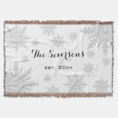 Lichtgrijze wintersneeuwvlokken deken (Voorkant)