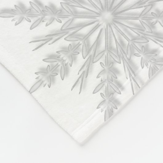 Lichtgrijze wintersneeuwvlokken op wit fleece deken (Hoek)