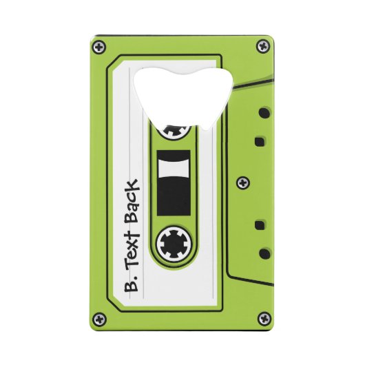 Lichtgroen audio-Cassettebandje Kredietkaart Flessenopener (Achterkant)