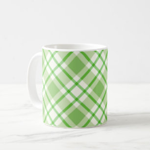 Lichtgroen diagonaal ruitpatroon koffiemok
