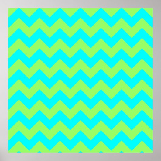 Lichtgroen en Aqua Zigzag Poster (Voorkant)