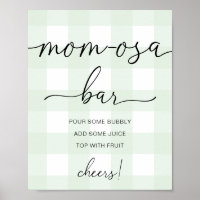 Lichtgroen Gingham Baby Shower Mom-osa Bar Bord