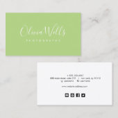 Lichtgroen handgeschreven script sociale media pic visitekaartje (Voorkant / Achterkant)