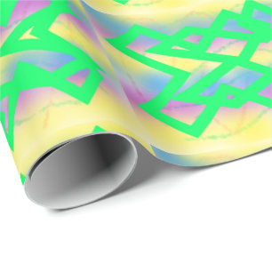 lichtgroen kruispatroon op sherbet lemon cadeaupapier