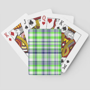 Lichtgroen, marineblauw, wit preppy Madras geruit Pokerkaarten