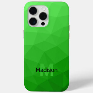 Lichtgroen ombre geometrisch meshpatroon Monogram iPhone 15 Pro Max Hoesje