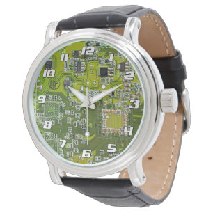 Lichtgroen PCB-printplaatontwerp voor IT-professio Horloge