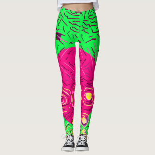 Lichtgroen roze en geel ontwerp leggings