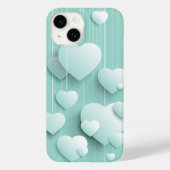 Lichtgroene achtergrond met 3D witte harten Case-Mate iPhone Case (Achterkant)