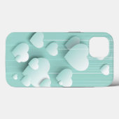 Lichtgroene achtergrond met 3D witte harten Case-Mate iPhone Case (Achterkant (horizontaal))