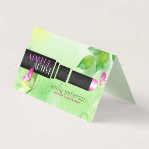 Lichtgroene achtergrond met zwart schoonheidssymbo visitekaartjes