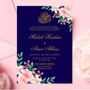 Lichtgroene bladeren & Bloemen Marine Islamitische Kaart