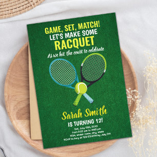 Lichtgroene blauwe tennis Birthday-uitnodigingen Kaart