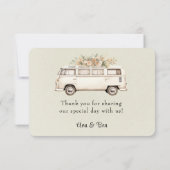 Lichtgroene bus bruiloft bedankkaart (Achterkant)