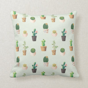 Lichtgroene cactus Succulent Plant Pattern Pillow Kussen