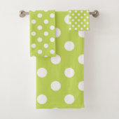 Lichtgroene Chartreuse & Witte Stippen Stip Bad Handdoek (Insitu)