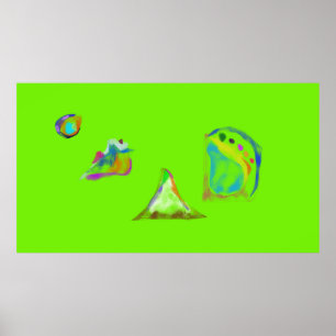 Lichtgroene Eenvoudige Abstracte Objecten Poster