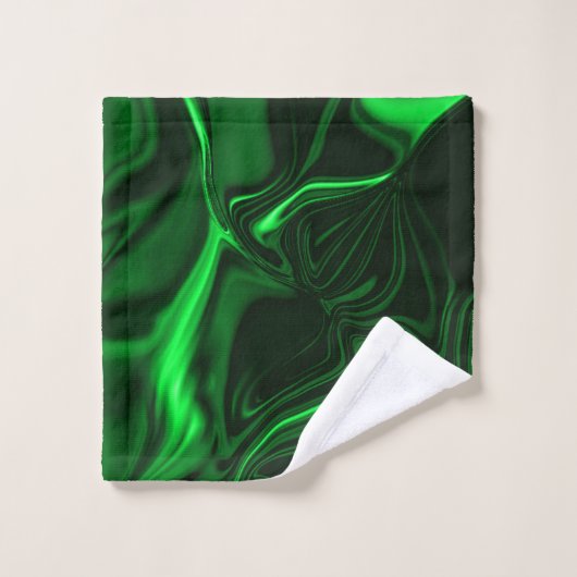 Lichtgroene en donkere curven op een donkere achte bad handdoek (Wasdoekje)