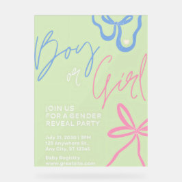 Lichtgroene Gender Reveal Party Invitation Acryl Bord