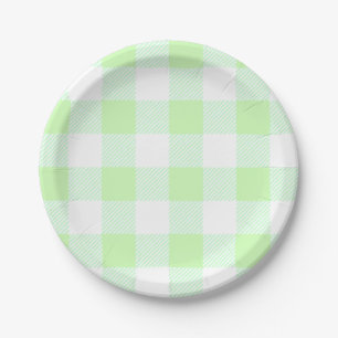 lichtgroene gingham check papieren bordje
