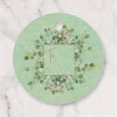 Lichtgroene glitter Botanische Eucalyptus Aangepas Bedankjes Labels (Achterkant)