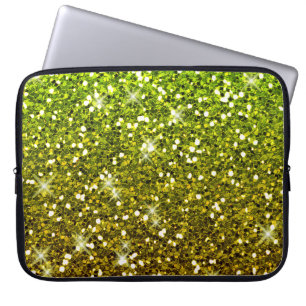 Lichtgroene goudglitters laptop sleeve