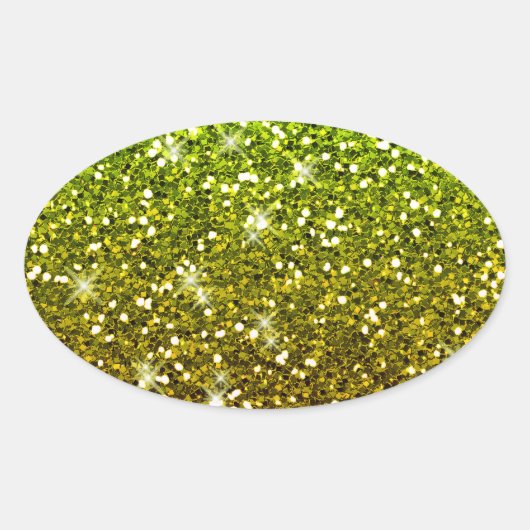 Lichtgroene goudglitters ovale sticker (Voorkant)