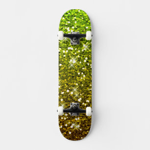 Lichtgroene goudglitters skateboard