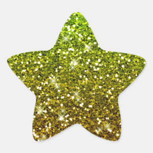 Lichtgroene goudglitters ster sticker
