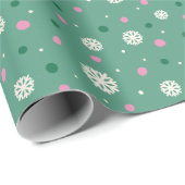 Lichtgroene grillige winter sneeuwvlokken Kerstmis Cadeaupapier (Rol Hoek)