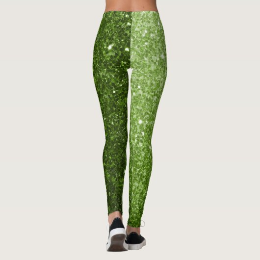 Lichtgroene groene faux glitter sparkles leggings (Achterkant)
