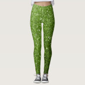 Lichtgroene groene faux glitter sparkles leggings (Voorkant)