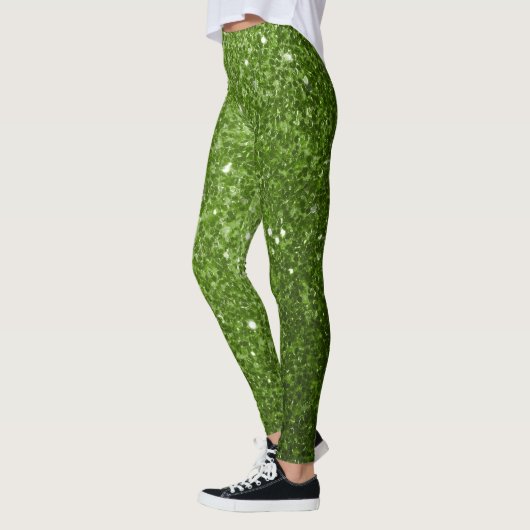 Lichtgroene groene faux glitter sparkles leggings (Links)