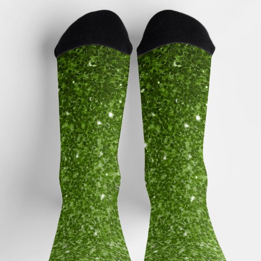 Lichtgroene groene faux glitter sparkles sokken (Top)