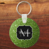 Lichtgroene groene glitter sparkles Monogram Sleutelhanger (Voorkant)