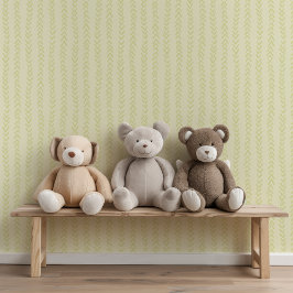 Lichtgroene handgetekende visgraatkwekerij behang