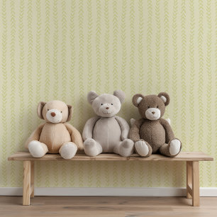 Lichtgroene handgetekende visgraatkwekerij behang