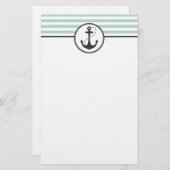 Lichtgroene handmatige anker briefpapier (Voorkant / Achterkant)