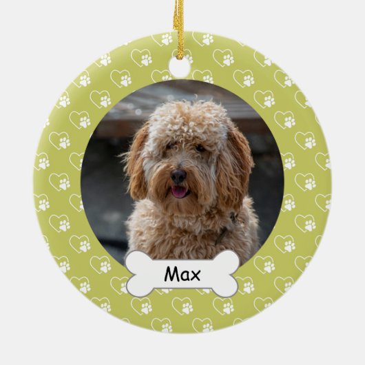 Lichtgroene harten Paws Custom Huisdier Puppy Dog Keramisch Ornament (Achterkant)